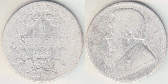 1897 South Africa silver Shilling A003691